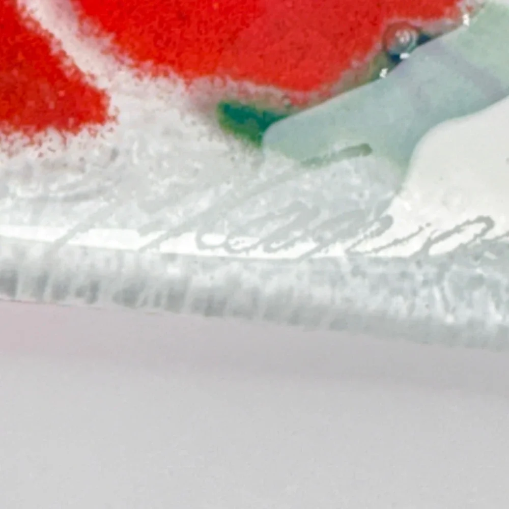 Peggy Karr‎ Fused Art Glass Rectangular Pansies Tray 10 x 6 in Retired